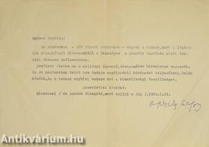 Áprily Lajos által írt gépirat (aláírt példány)
