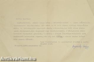 Áprily Lajos által írt gépirat (aláírt példány)
