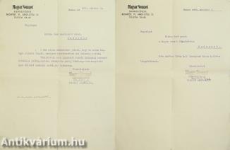Hegedűs Gyula által Katona Jenő részére írt levelek (2 db) (aláírt példányok)