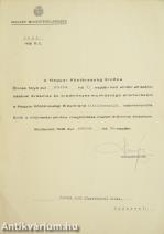 Dinnyés Lajos miniszterelnök által Katona Jenő részére írt, a Magyar Köztársasági Érdemrend tisztikeresztjét adományozó levél (aláírt példány)
