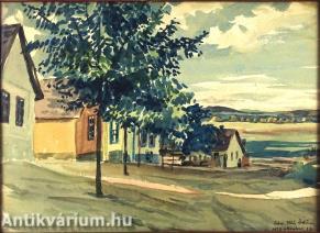 Falusi utca - akvarell, papír 29 cm x 39 cm