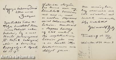 Iványi-Grünwald Béla autográf levele Ambrozovics Dezső részére 