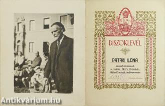 A miskolci Állami Zeneiskola által kiállított díszoklevél (Kodály Zoltán és Erdélyi Lászlóné igazgató által aláírt példány) Kodály Zoltánról készült fotómelléklettel