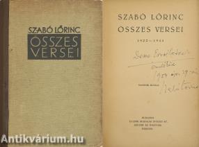 Szabó Lőrinc összes versei (dedikált példány)