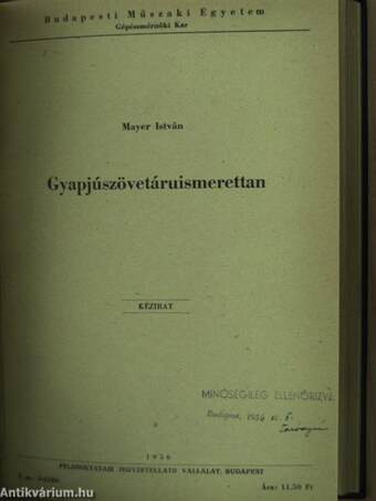 Szövetgyártástervezés I./Gyártástervezés II./Gyapjúszövetáruismerettan