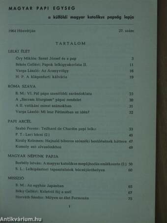 Magyar Papi Egység 1964 Húsvétján