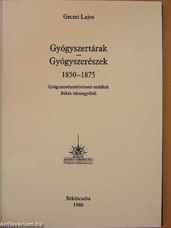 Gyógyszertárak-Gyógyszerészek 1850-1875