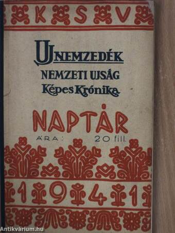 Uj nemzedék naptár 1941.