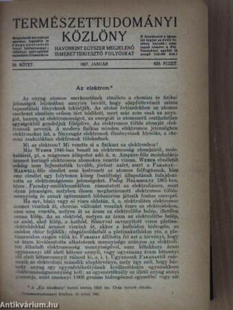 Természettudományi Közlöny 1927. (nem teljes évfolyam)/Pótfüzetek a Természettudományi Közlönyhöz 1927. január-december