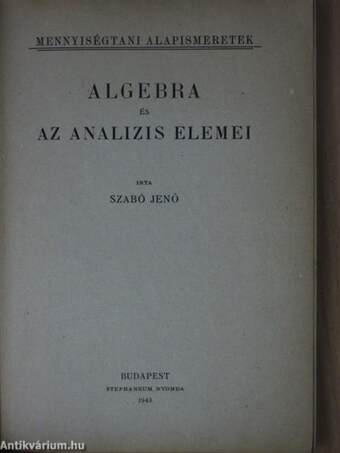 Algebra és az analizis elemei