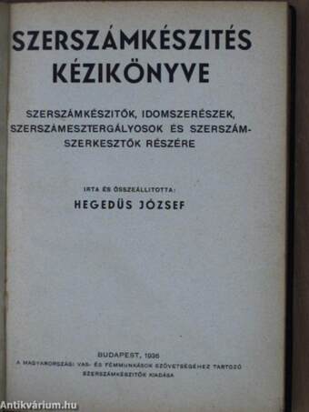 Szerszámkészités kézikönyve