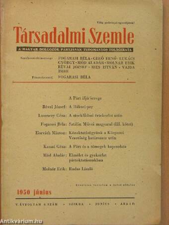 Társadalmi Szemle 1950-1953. (vegyes számok) (17 db)