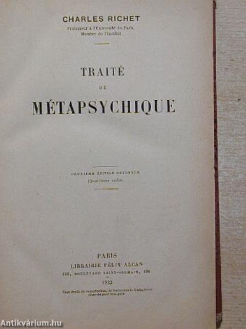 Traité de métapsyhique