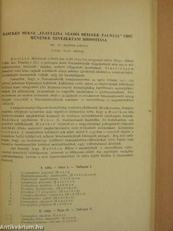 Hantken Miksa "Clavulina szabói rétegek faunája" című művének nevezéktani módosítása