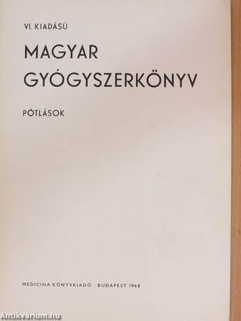 VI. kiadású Magyar gyógyszerkönyv - Pótlások