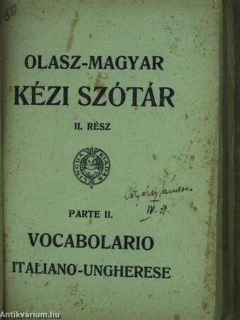 Magyar-olasz és olasz-magyar kéziszótár II.