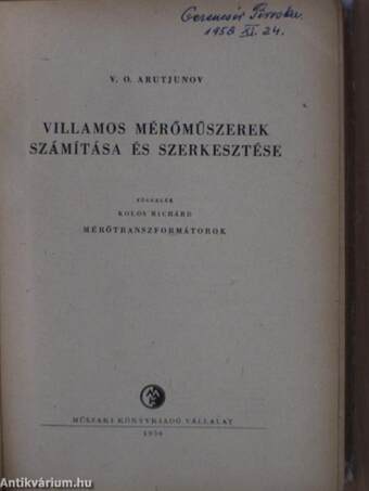 Villamos mérőműszerek számítása és szerkesztése