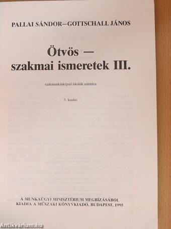 Ötvös-szakmai ismeretek III.