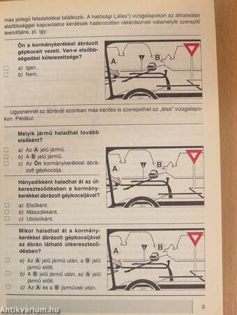 A járművezetői vizsga teszt-kérdéseinek gyűjteménye