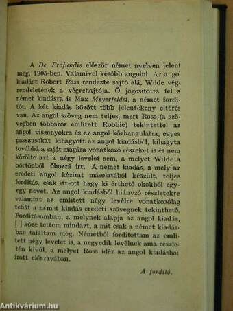 Wilde Oszkár/Aforizmák és ötletek/Salome/A readingi fegyház balladája/De Profundis