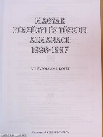 Magyar pénzügyi és tőzsdei almanach 1996-1997. I. (töredék)