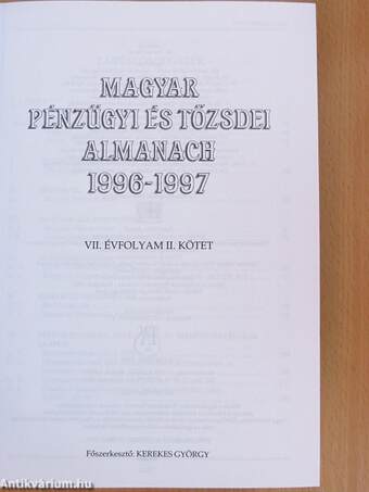 Magyar pénzügyi és tőzsdei almanach 1996-1997. II. (töredék)