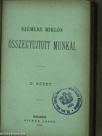 Szemere Miklós összegyüjtött munkái II.