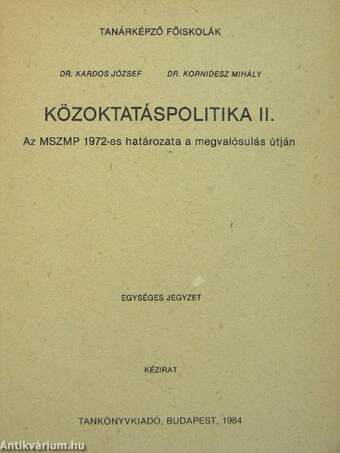 Közoktatáspolitika II. 