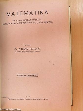 Matematika/Matematika II./Matematika/Matematika/Matematikai példatár