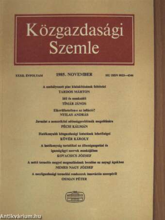 Közgazdasági Szemle 1985. november