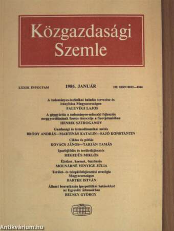 Közgazdasági Szemle 1986. január