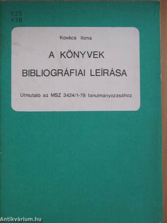 A könyvek bibliográfiai leírása