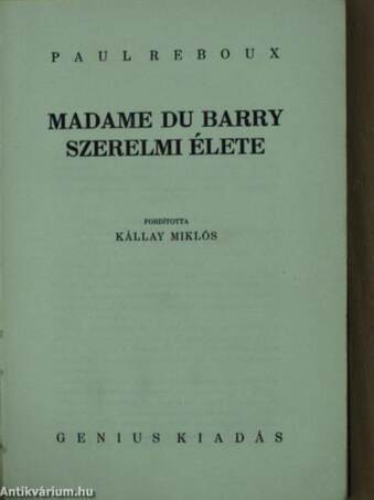 Madame du Barry szerelmi élete