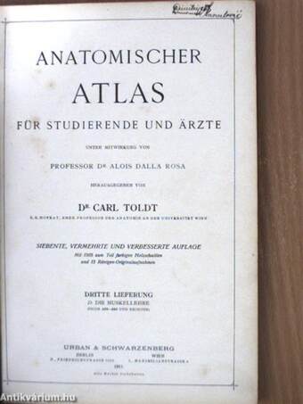 Anatomischer Atlas für studierende und Ärzte III. 