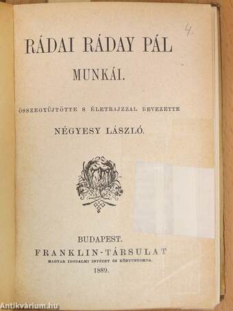 Rádai Ráday Pál munkái/Gróf Ráday Gedeon összes művei