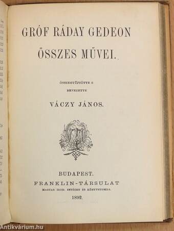 Rádai Ráday Pál munkái/Gróf Ráday Gedeon összes művei