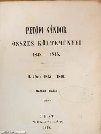 Petőfi Sándor összes költeményei 1842-1846. II. (töredék)