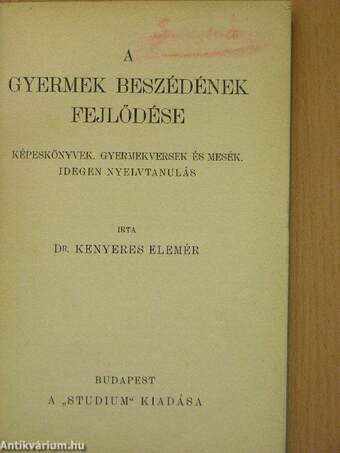 A gyermek beszédének fejlődése