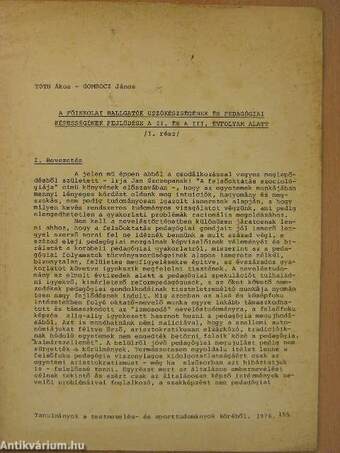 A főiskolai hallgatók úszókészségének és pedagógiai képességének fejlődése a II. és a III. évfolyam alatt I.