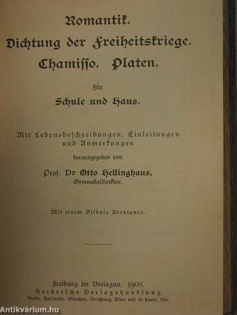 Romantik. Dichtung der Freiheitskriege. Chamisso. Platen. (gótbetűs)