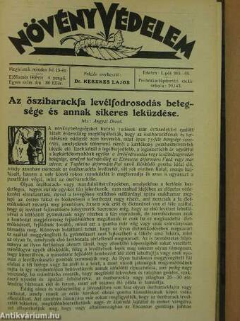 Növényvédelem 1929. január-december/Kertészet 1929. január-december