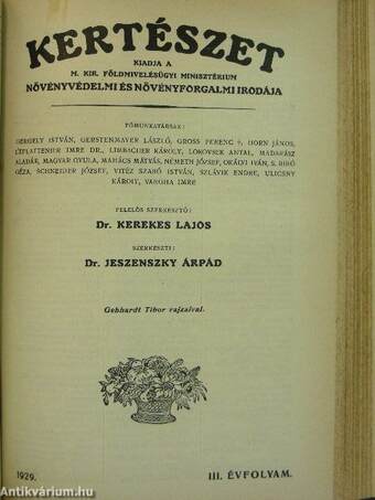 Növényvédelem 1929. január-december/Kertészet 1929. január-december