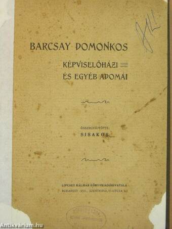 Barcsay Domonkos képviselőházi és egyéb adomái