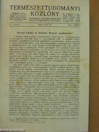 Természettudományi Közlöny 1939. január-december/Pótfüzetek a Természettudományi Közlönyhöz 1939. január-december