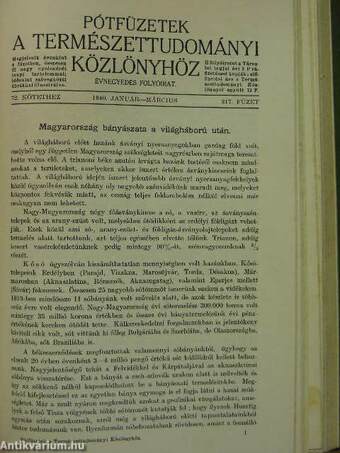 Természettudományi Közlöny 1940. január-december/Pótfüzetek a Természettudományi Közlönyhöz 1940. január-december