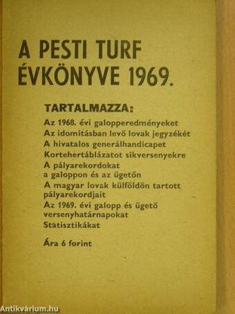 A Pesti Turf évkönyve 1969