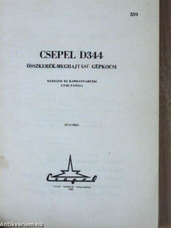 Csepel D344 összkerék-meghajtású gépkocsi kezelési és karbantartási útmutatója