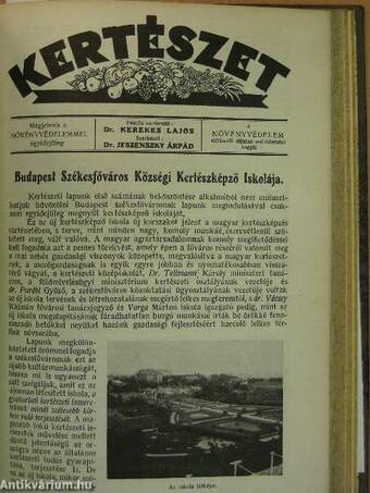 Növényvédelem 1927. január-december/Kertészet 1927. (nem teljes évfolyam)