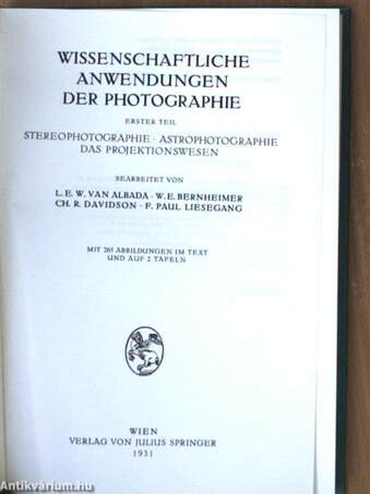 Wissenschaftliche Anwendungen der Photographie 1.