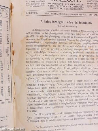 Természettudományi Közlöny 1918. január-december/Pótfüzetek a Természettudományi Közlönyhöz 1918. január-december